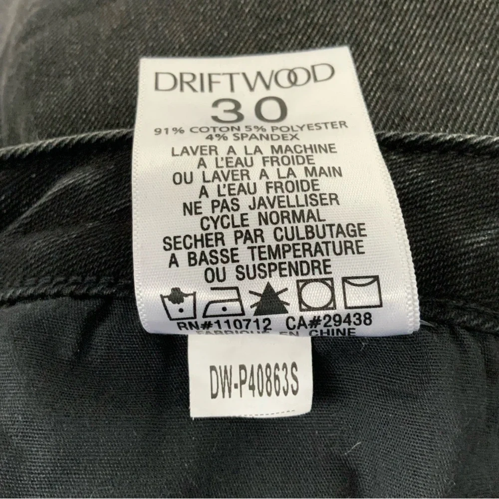 DRIFTWOOD Wyatt Mid-Rise Bootcut Jeans Dark Wash Black Size 30